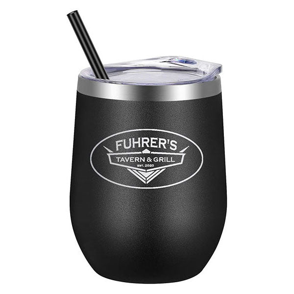 12 0z Wine Tumbler - Fuhrers Tavern Logo