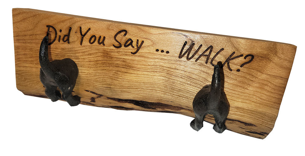 Dog Butt Leash Hooks on Live Edge Board