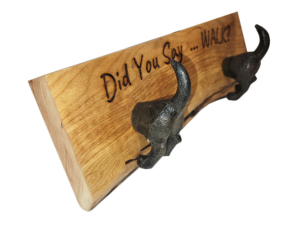 Dog Butt Leash Hooks on Live Edge Board