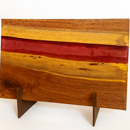 Back Walnut with Garnet Red Epoxy River Charcuterie board