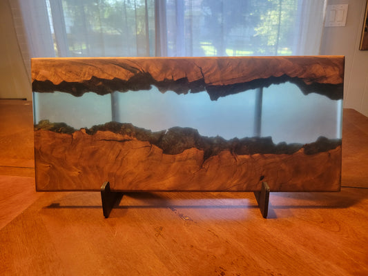 Live Edge Cherry with Clear Blue Epoxy