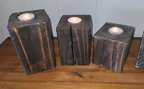 3 Pillar Candle Bases - Dark