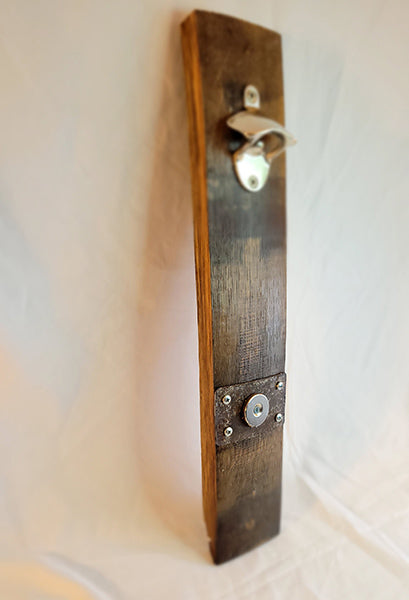 Whiskey Barrel Stave Bottle Opener Wall Hanger