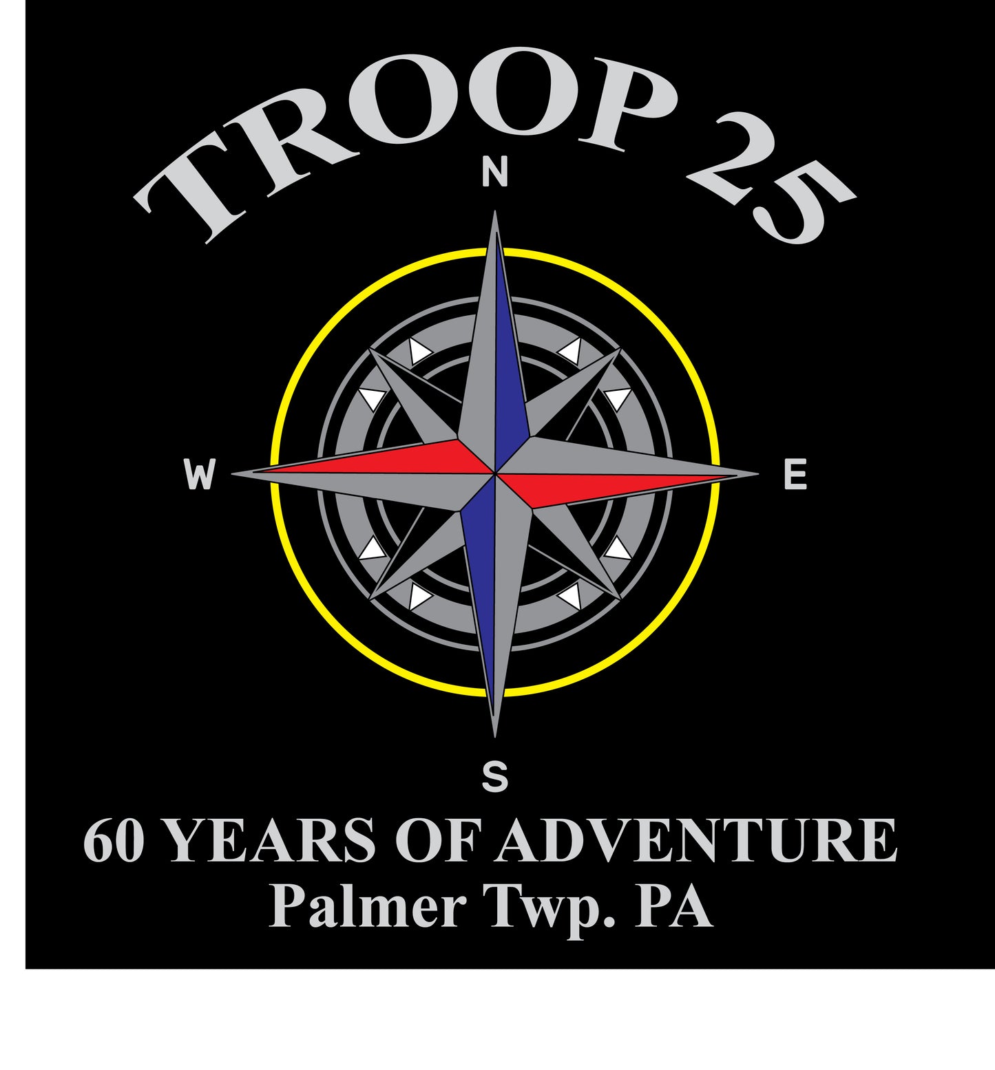 Troop 25 Tee Shirt - 60 Years - Black
