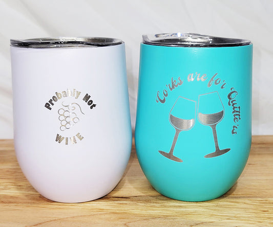 Engraved Stainless Steel 12 oz. Wine Tumblers