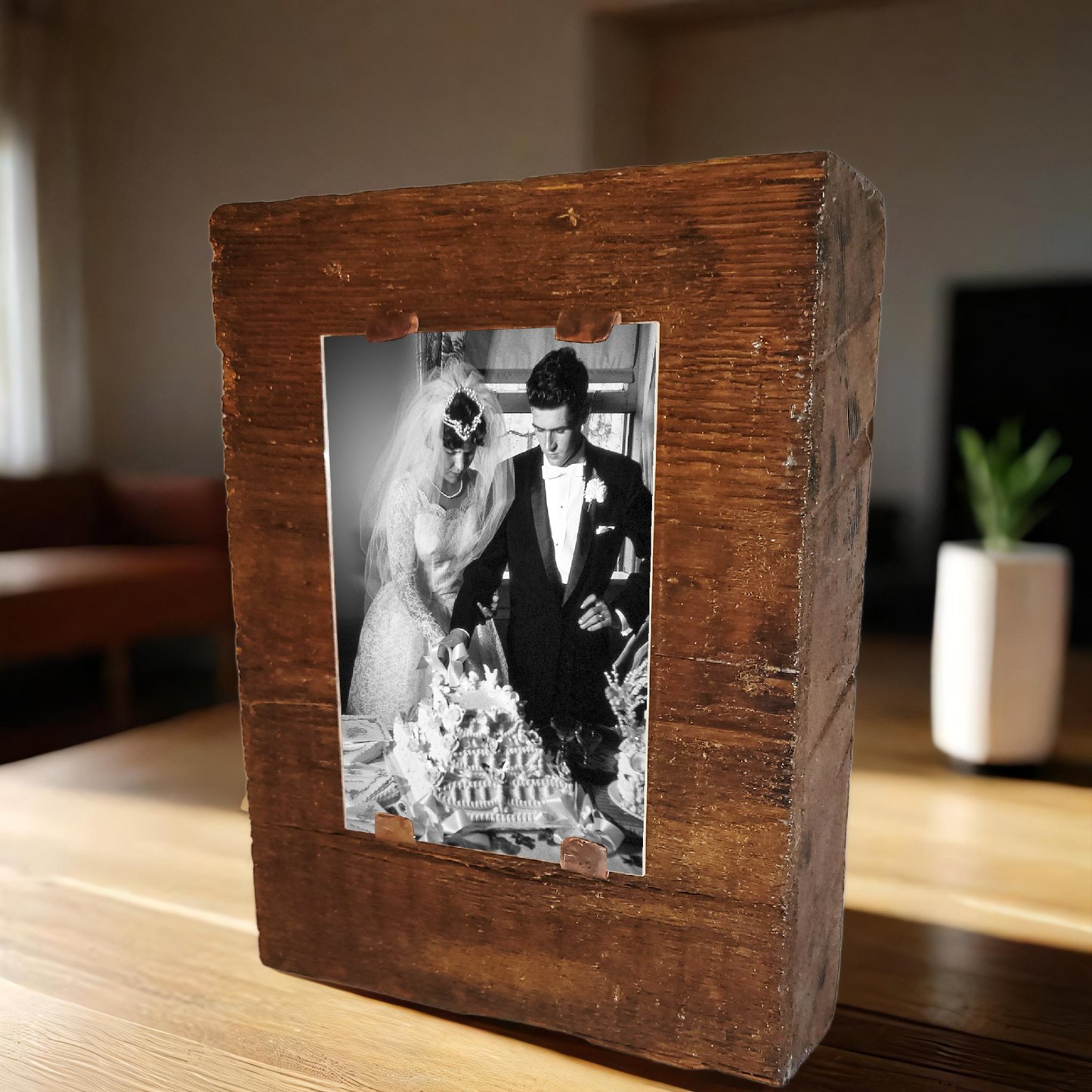 Barn Beam Wedding Picture Frame for 5x7 Photo