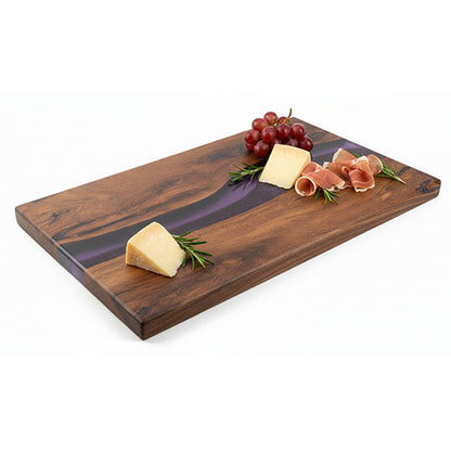 Back Walnut with Purple Epoxy River Charcuterie Board