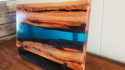 Live Edge Cherry with Clear Blue Epoxy River Charcuterie